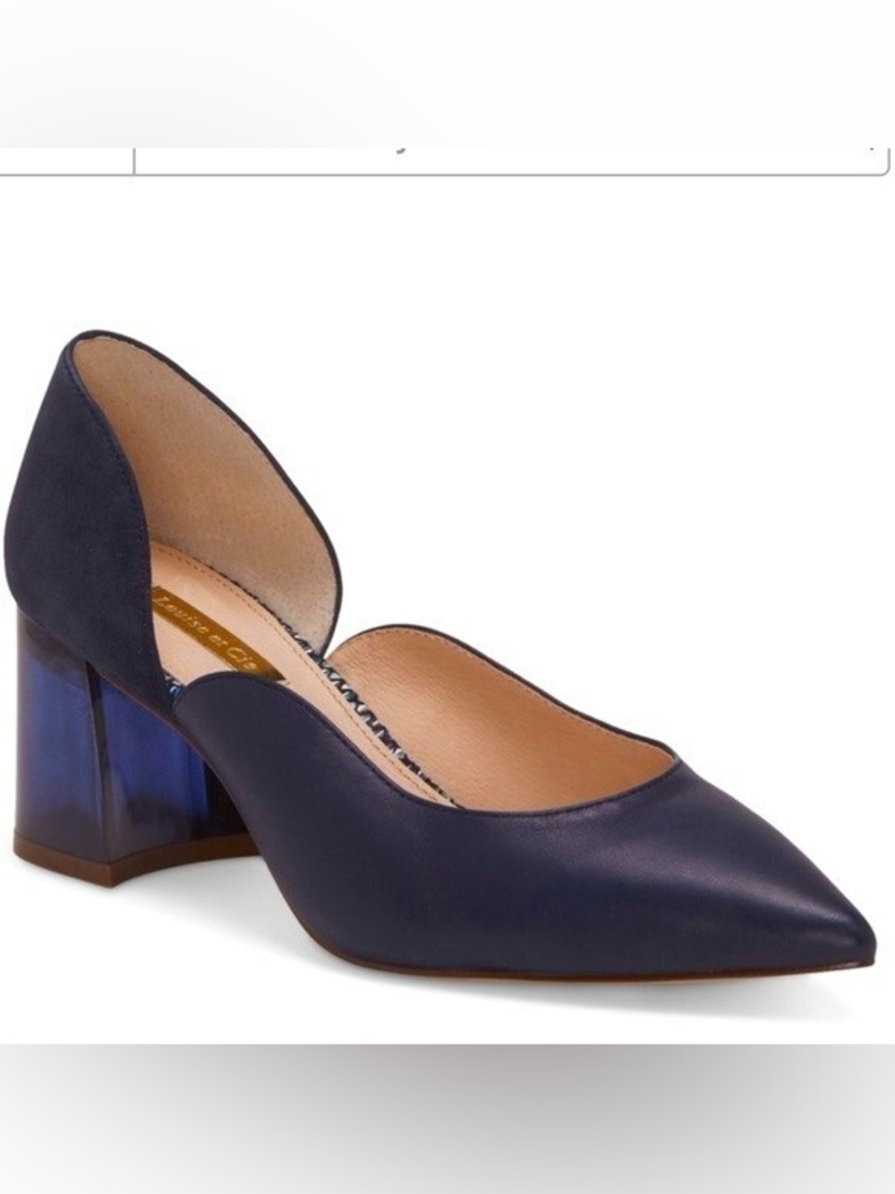 Louise et Cie Navy Johana Pump with Lucite Block Heel